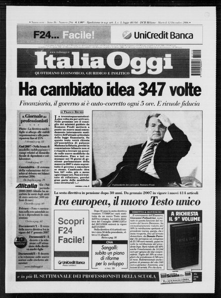 Italia oggi : quotidiano di economia finanza e politica